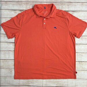Tommy Bahama IslandZone Polo Shirt Men's XL Orange Performance Golf Marlin Logo‎